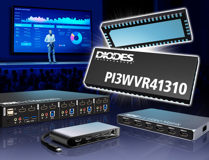 Diodes 推出 13.5Gbps 高速視頻開關 PI3WVR41310