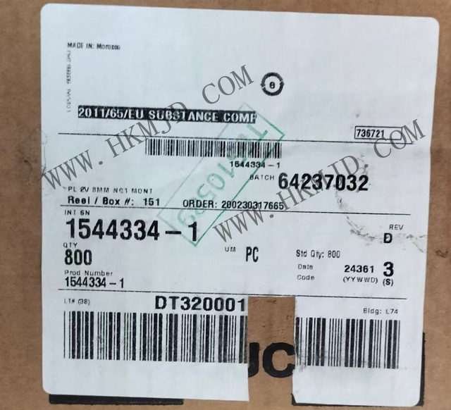 【TE泰科】汽車(chē)連接器 1544334-1 2 位置 體座 連接器 公型，接片 黑色 0.315