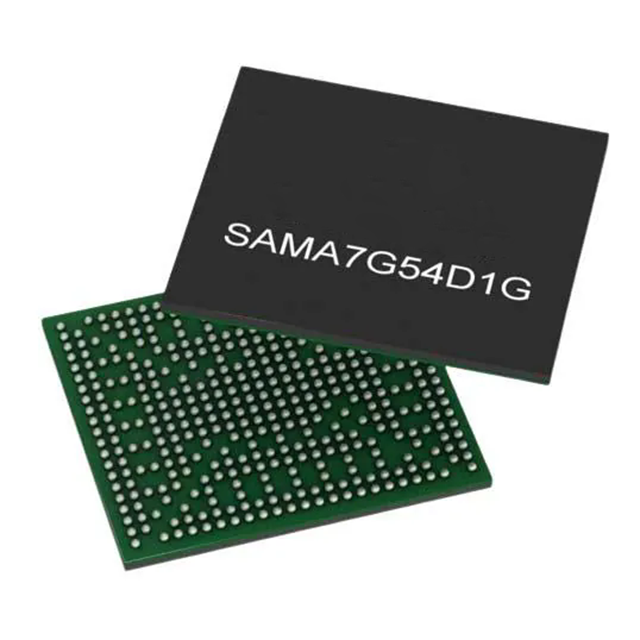 Microchip SAMA7G54D1GT-I/4UB ARM Cortex A7 微處理器 MPU，帶 MIPI 攝像頭和 1Gb 集成 DDR3L