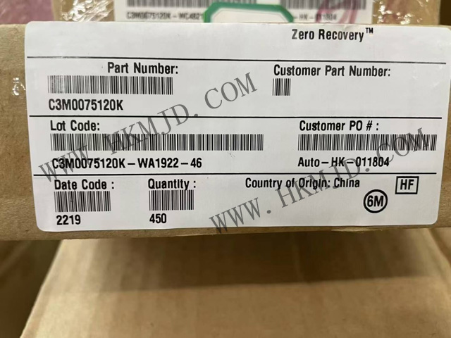 現(xiàn)貨供應(yīng) Wolfspeed C3M0075120K 1200V SiC MOSFET，75mΩ 低導通電阻
