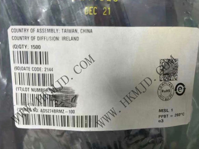 NEW（ADI）AD5274BRMZ-100：單通道、1%電阻容差、256位數(shù)字可變電阻器